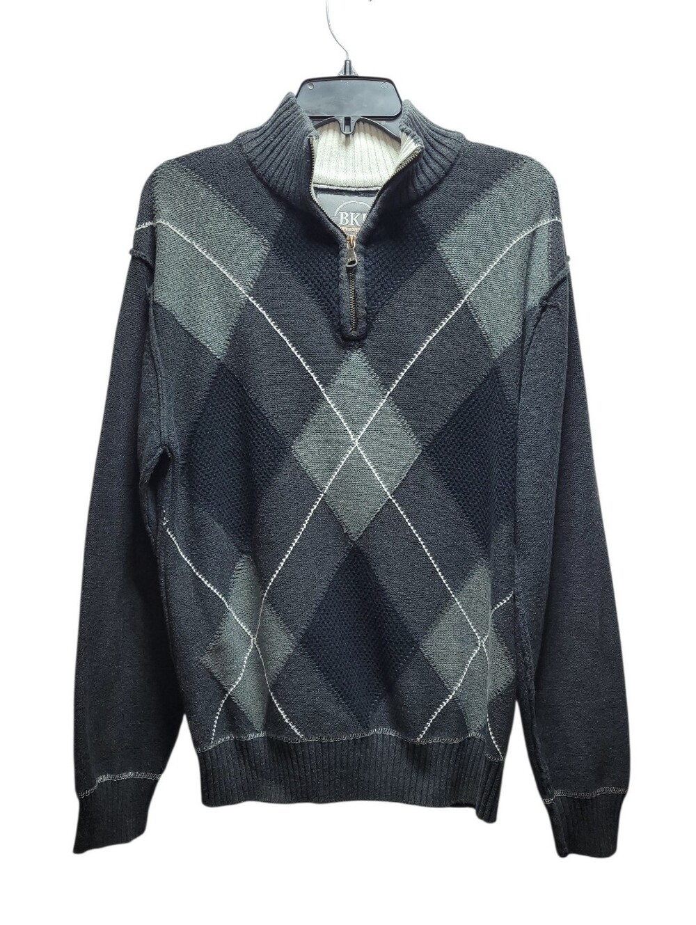 BKE Argyle Quarter Zip Sweater